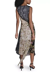 Women's Cap Sleeve Mixed Floral Ruffle Maxi Dress