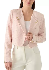 Women's Long Sleeve Tweed Moto Jacket