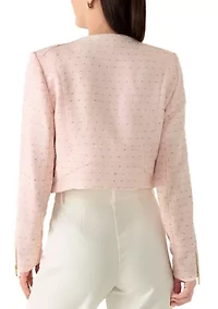 Women's Long Sleeve Tweed Moto Jacket