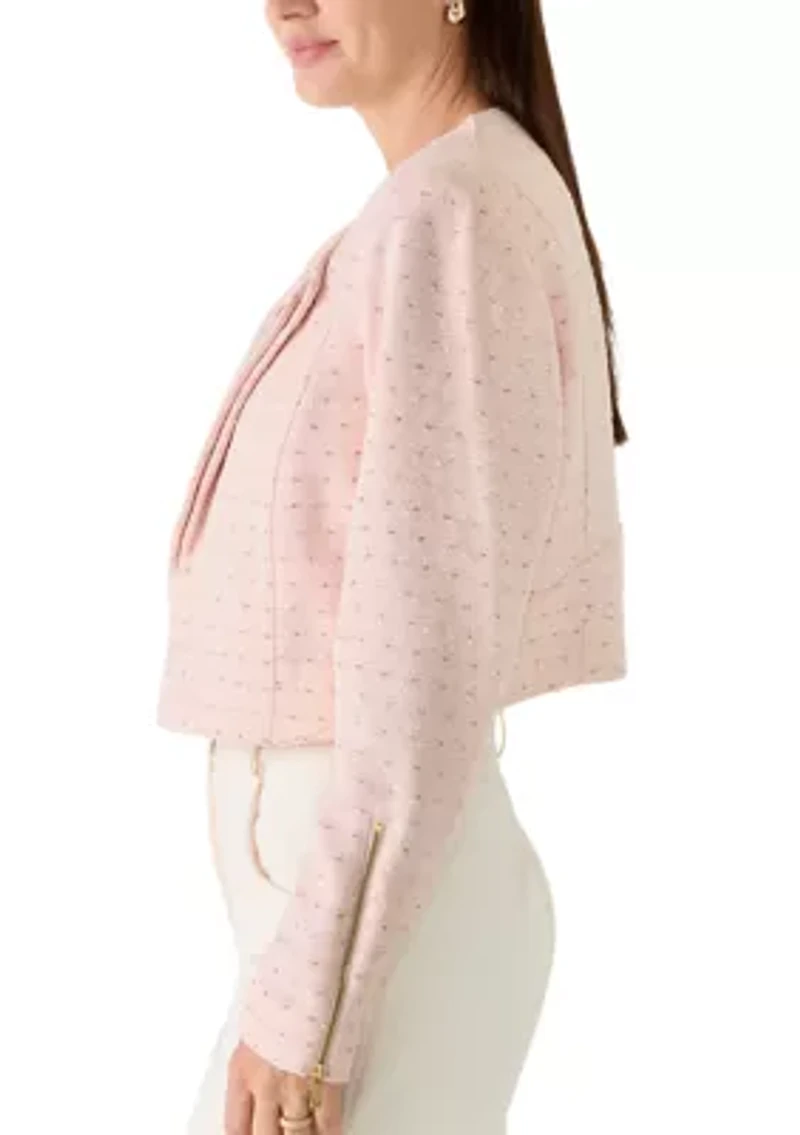 Women's Long Sleeve Tweed Moto Jacket