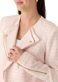 Women's Long Sleeve Tweed Moto Jacket
