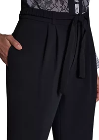 Women's Belted Pleated Pants