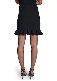 Women's Ruffle Hem Ribbed Sweater Skirt