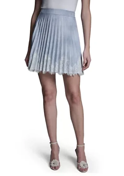 Women's Pleated Lace Trim Skirt