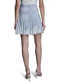Women's Pleated Lace Trim Skirt