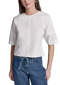 Women's Puff Sleeve Crew Neck Blouse