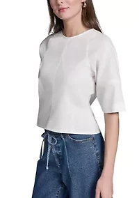 Women's Puff Sleeve Crew Neck Blouse