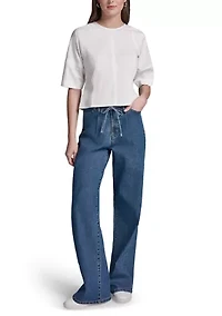 Women's Puff Sleeve Crew Neck Blouse
