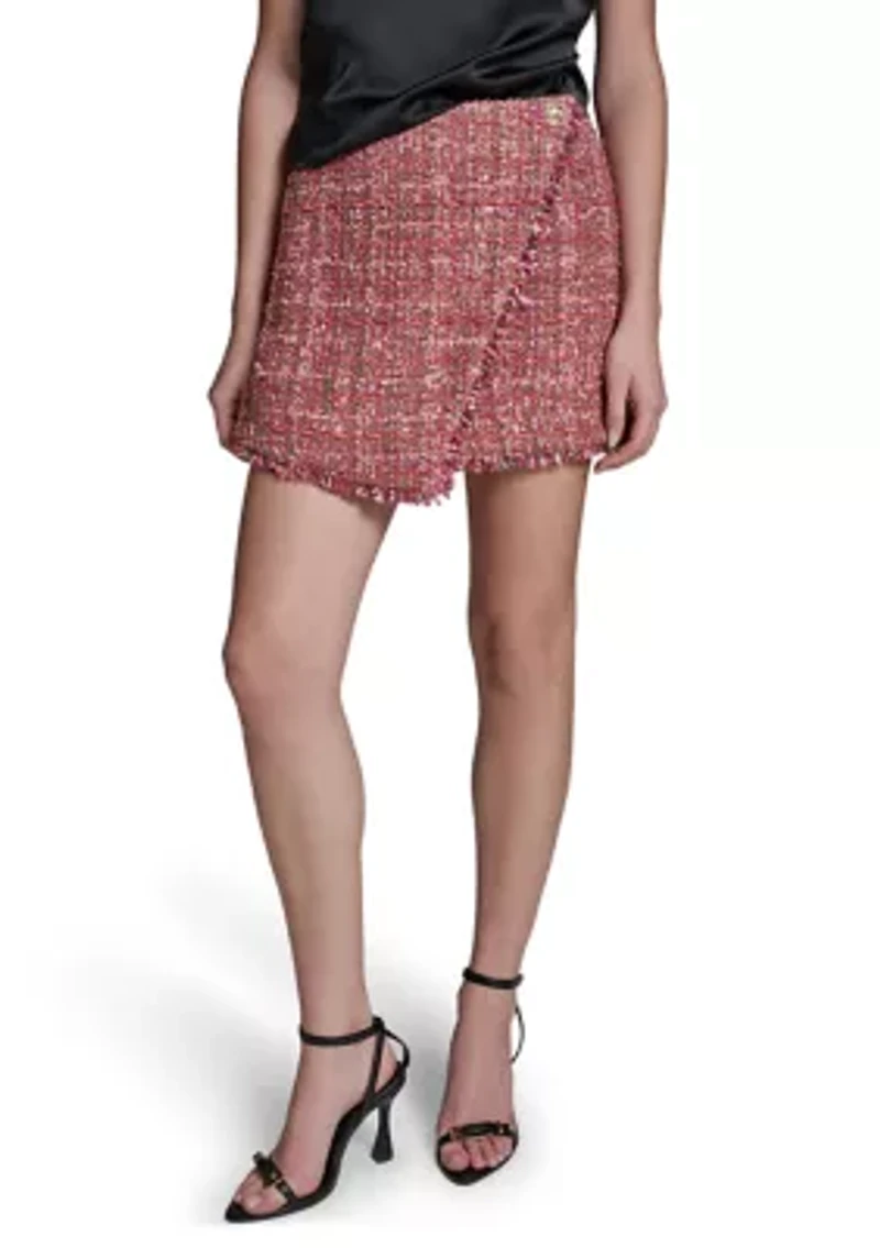 Women's Fringe Hem Tweed Skirt