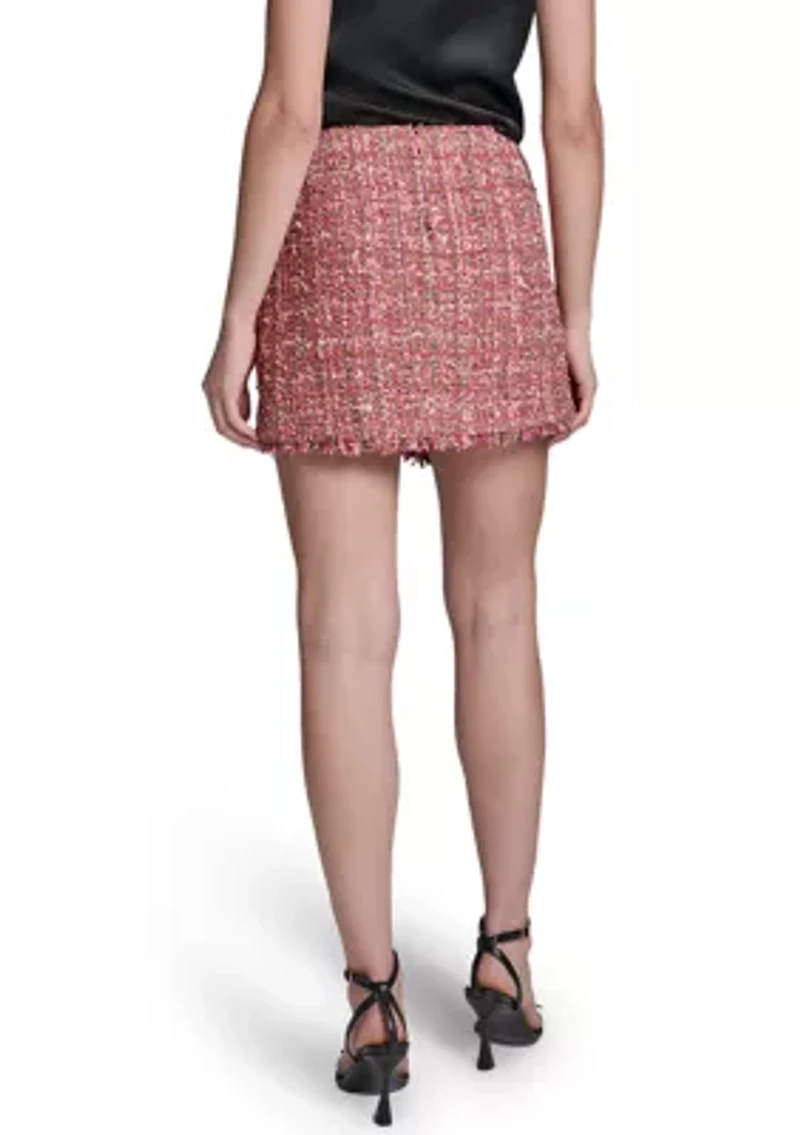 Women's Fringe Hem Tweed Skirt