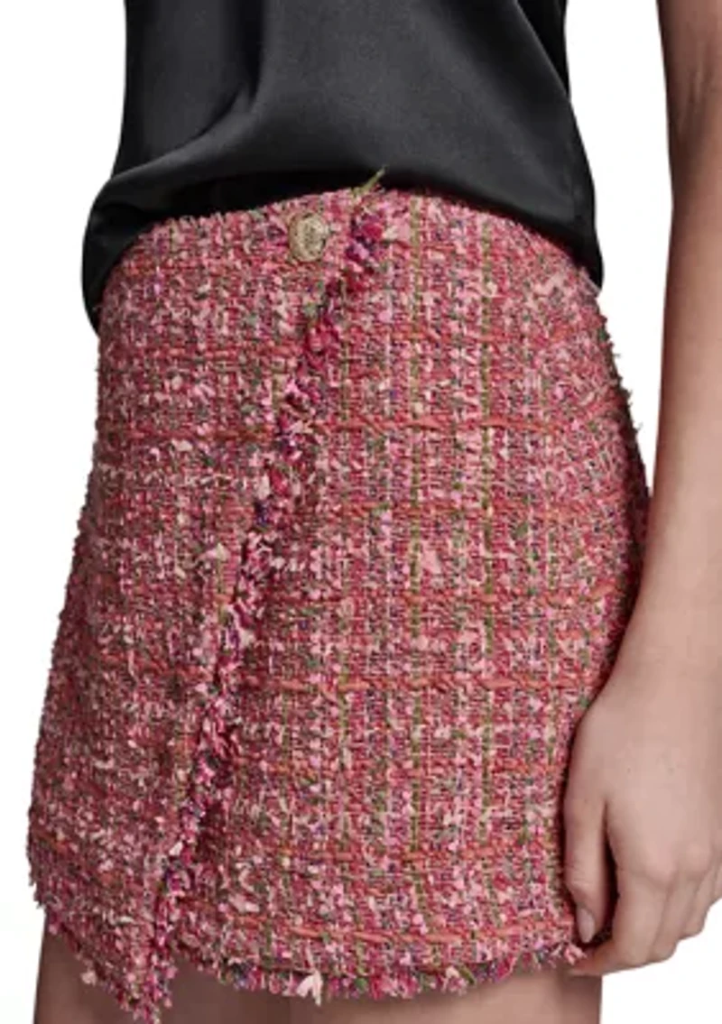 Women's Fringe Hem Tweed Skirt
