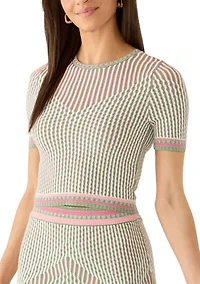Women's Crew Neck Pleated Sweater