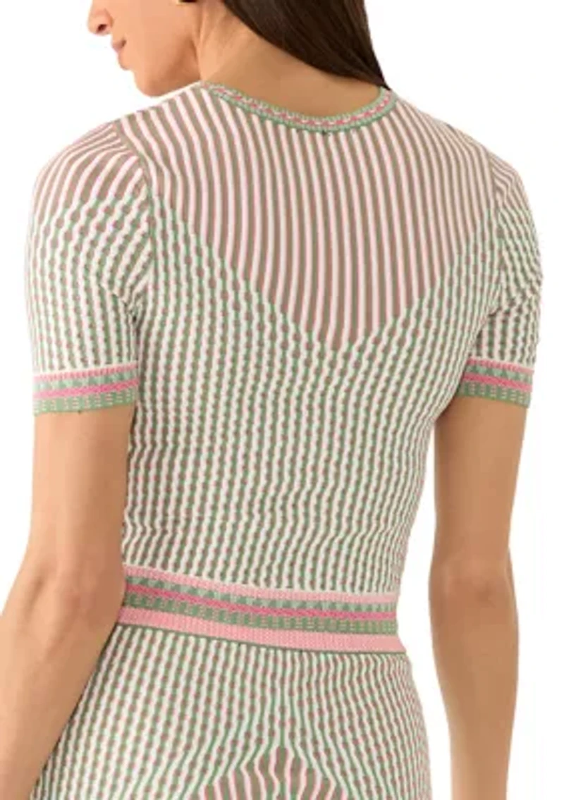 Women's Crew Neck Pleated Sweater