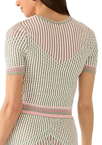 Women's Crew Neck Pleated Sweater