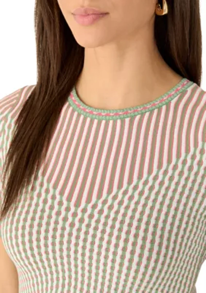 Women's Crew Neck Pleated Sweater