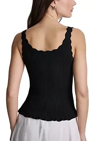 Women's Button Front Pointelle Tank Top