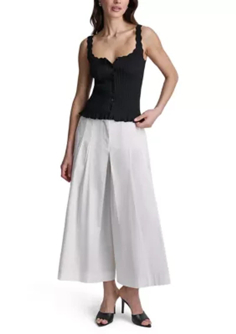 Women's Button Front Pointelle Tank Top
