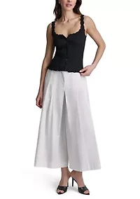 Women's Button Front Pointelle Tank Top