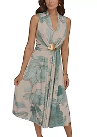 Women's Sleeveless Floral Midi Dress