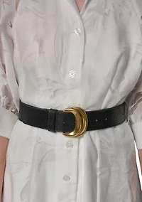 Women's Ruched Sleeve Jacquard Belted Shirtdress
