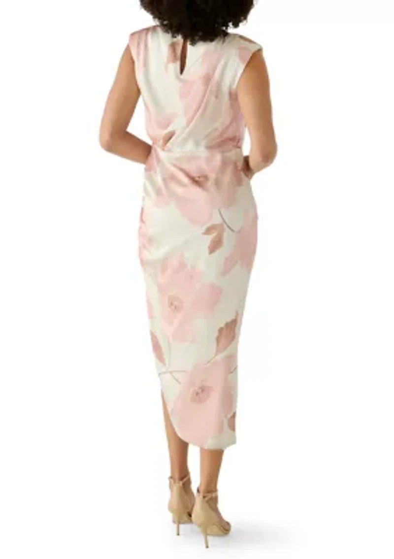Women's Sleeveless Side Ruched Floral Dress