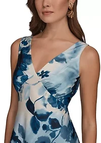 Women's V-Neck Empire Floral Midi Dress