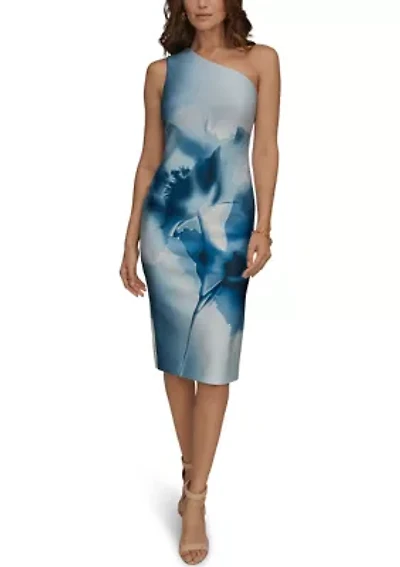 Women's One Shoulder Floral Midi Dress