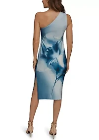 Women's One Shoulder Floral Midi Dress