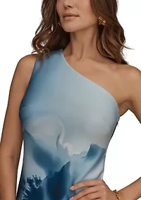 Women's One Shoulder Floral Midi Dress