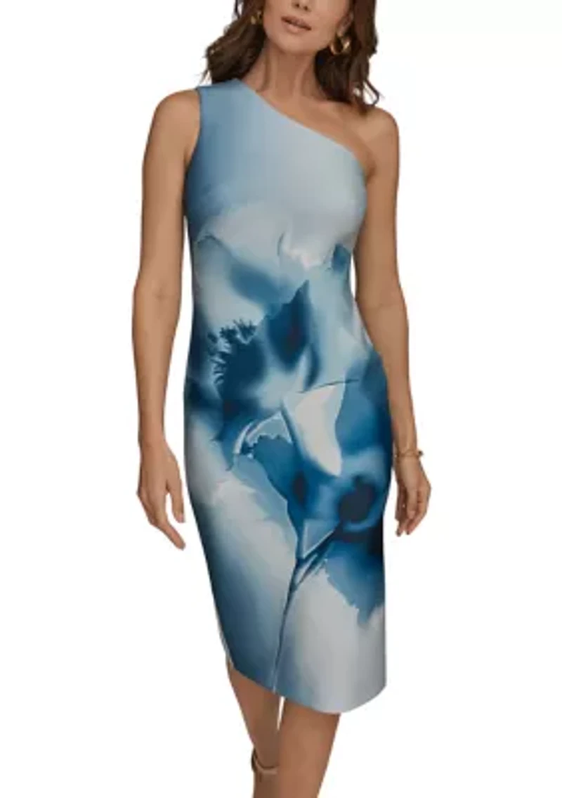 Women's One Shoulder Floral Midi Dress