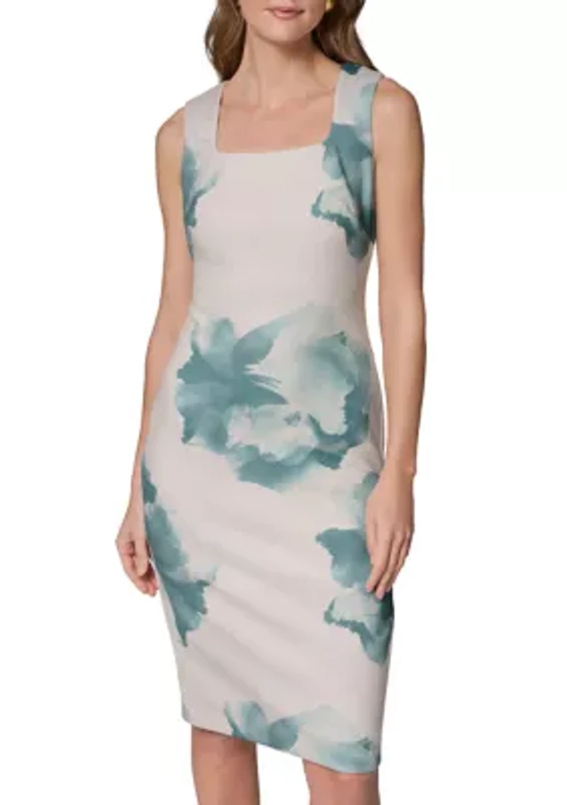 Women's Floral Sheath Midi Dress