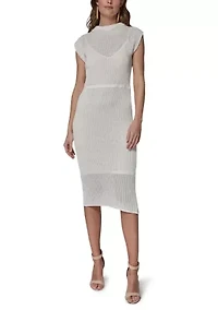 Women's Sheer Lined Midi Sweater Dress
