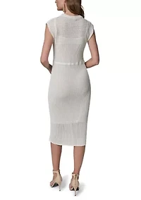Women's Sheer Lined Midi Sweater Dress