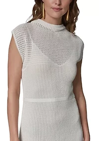 Women's Sheer Lined Midi Sweater Dress