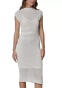 Women's Sheer Lined Midi Sweater Dress