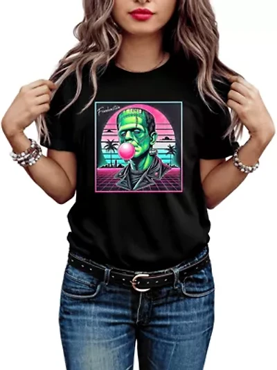 Vaperwave Frankenstein Retro Classic Halloween Tee