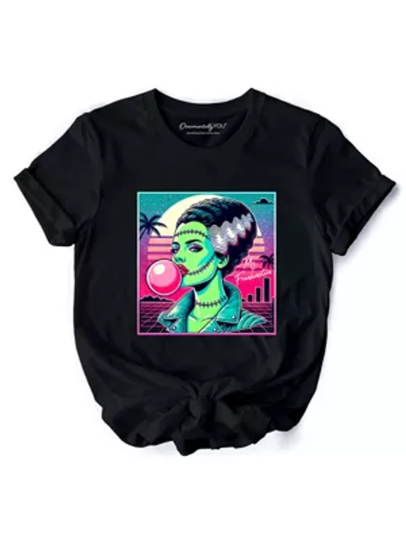 Vaperwave Mrs Frankenstein Classic Retro Horror T-Shirt