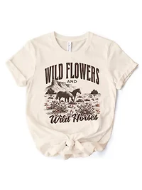 Wild Flowers and Horses T-Shirt for Free-Spirited Women