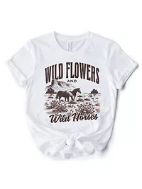 Wild Flowers and Horses T-Shirt for Free-Spirited Women