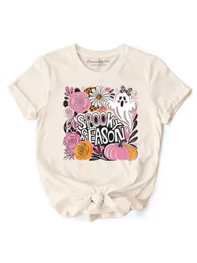 Boho Spooky Season Ghost T-Shirt, Cute Halloween Tee