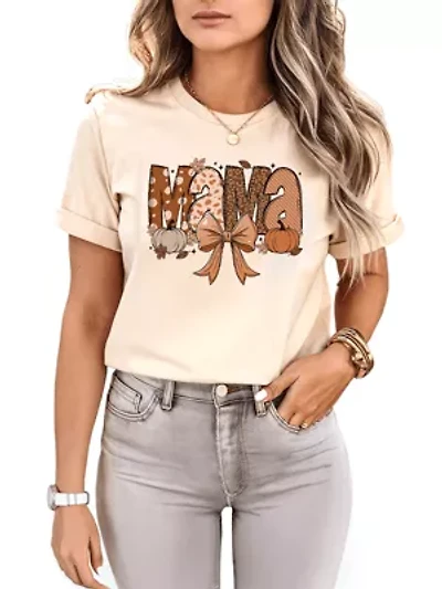 Mama Coquette Autumn T-Shirt, Cozy Fall Tee for Mothers