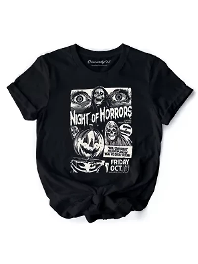 Night of Horrors Retro Halloween T-Shirt, Vintage Style Tee