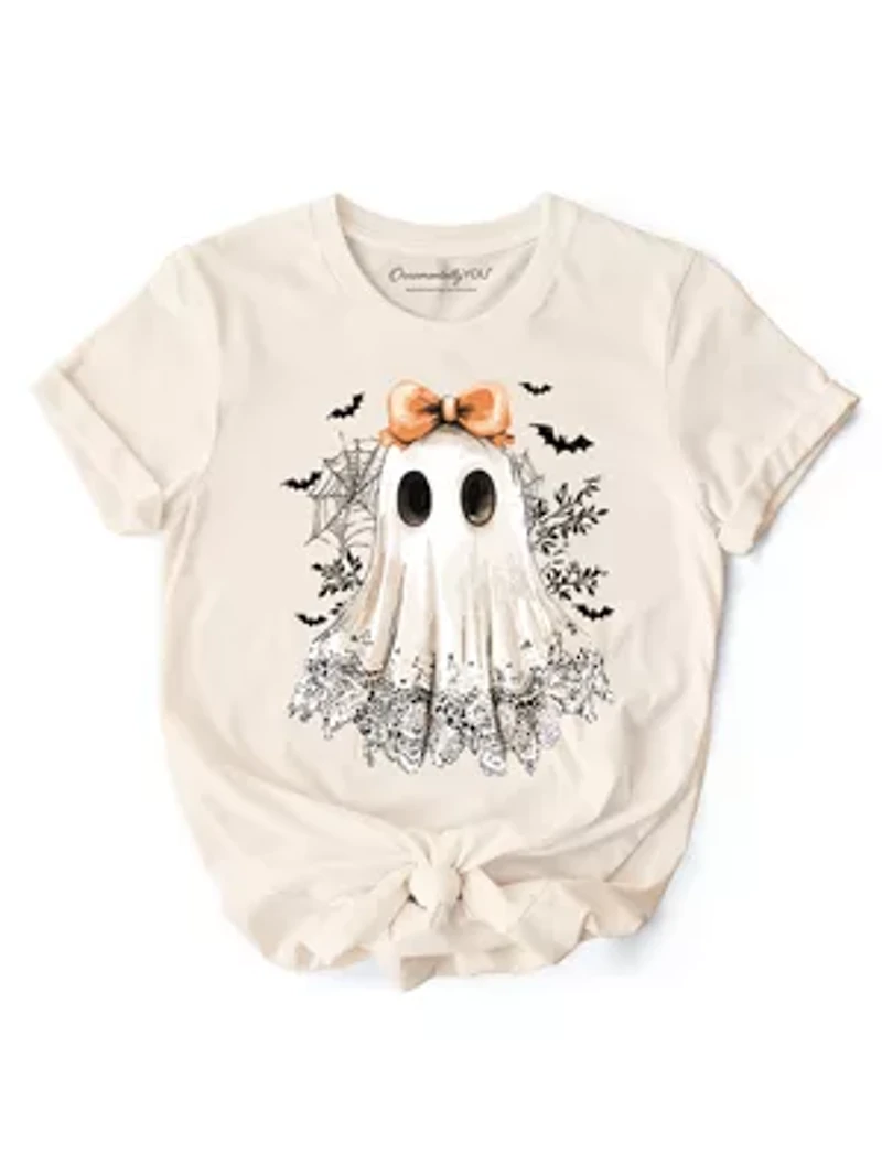 Coquette Ghost T-Shirt, Cute Halloween Tee for Girly Ghouls