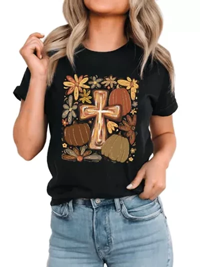 Fall Blessings T-Shirt, Autumn Christian Faith Tee