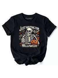 Just Waiting for Halloween Spooky T-Shirt Autumn Season