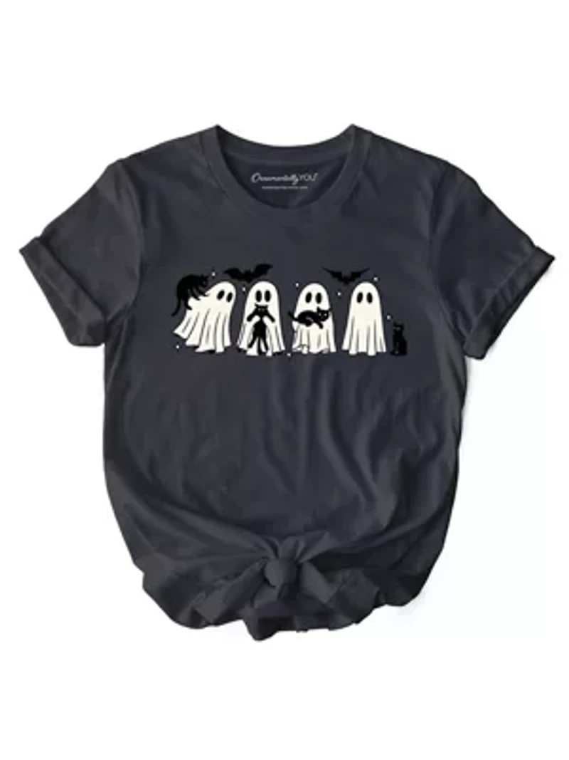 Ghosts and Cats Spooky Halloween T-Shirt for Cozy Season