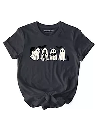 Ghosts and Cats Spooky Halloween T-Shirt for Cozy Season