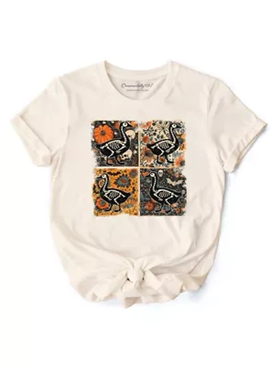 Goose Patchwork Halloween T-Shirt for Spooky Season
