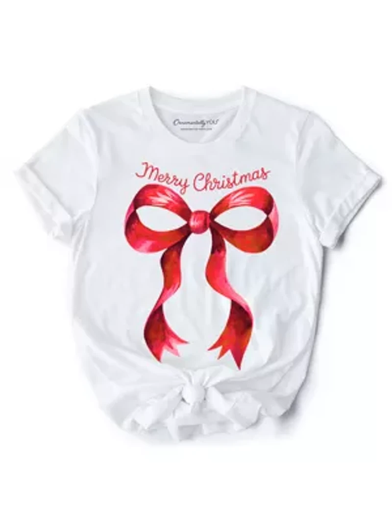 Merry Christmas Red Coquette Bow T‑Shirt