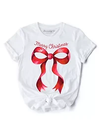 Merry Christmas Red Coquette Bow T‑Shirt
